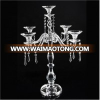 Modern candlestick wedding crystal beautiful beaded glass crystal candelabra 5 arm