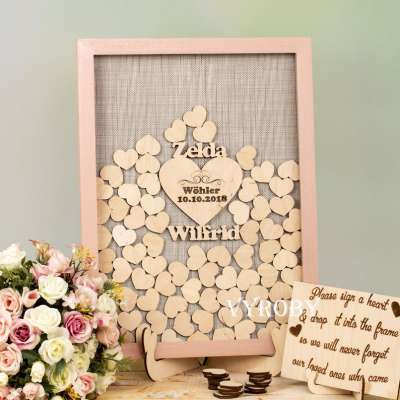 Wedding Guest Book Alternative Wood Drop Box Personalized Bride and Groom Name with Wedding Date for Wedding Gifts